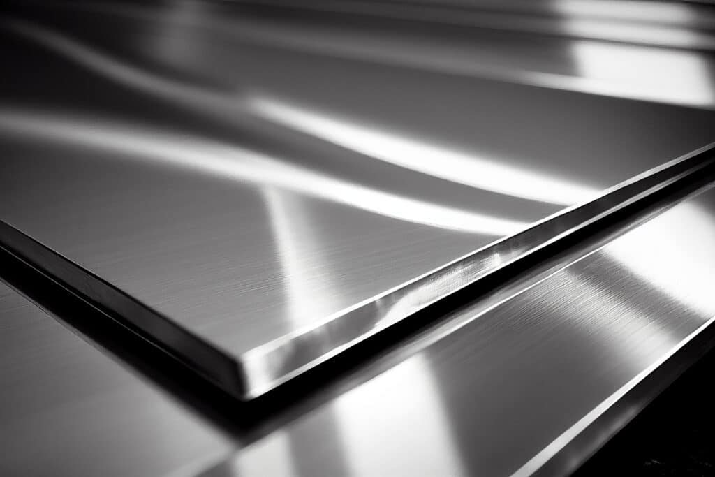 abstract metal stainless steel plate texture background with copy space. monochrome image. generative ai
